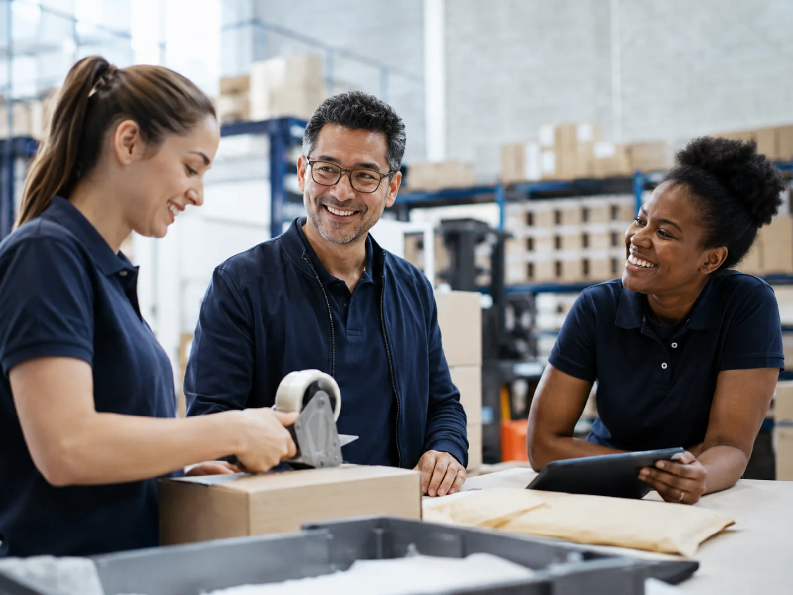 Parcel forwarding team working together